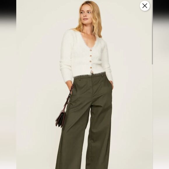 Slate and Willow Fuzzy Eyelash Argyle White Crop Cardigan Sweater Size XS - Picture 10 of 10